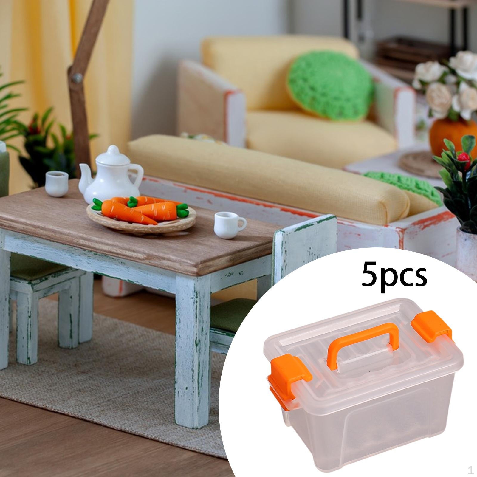

5 Pieces Dollhouse Miniature Box Organizer Creative,Clear,Decoration Accessories Storage оранжевый