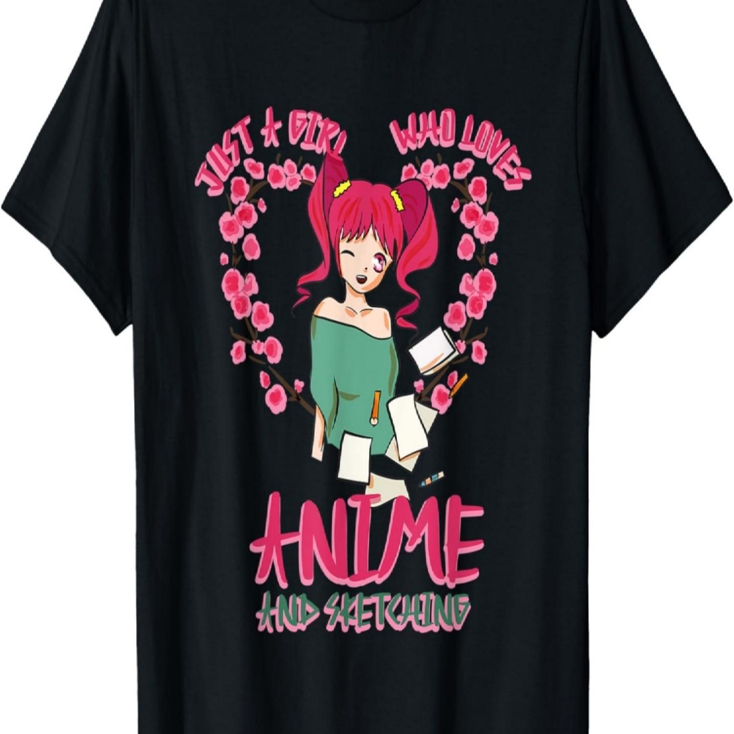 Футболка в стиле каваи с рисунком аниме, футболка с китчевым рисунком сакуры и цветущей сакуры. S чёрный