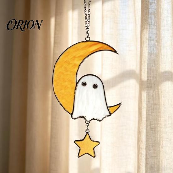 Backyard Balcony Holiday Accent Halloween Hanging Pendant, Colorful Sun Catcher for Wall Window Decoration, Stained Glass Home Style Art Ornament And