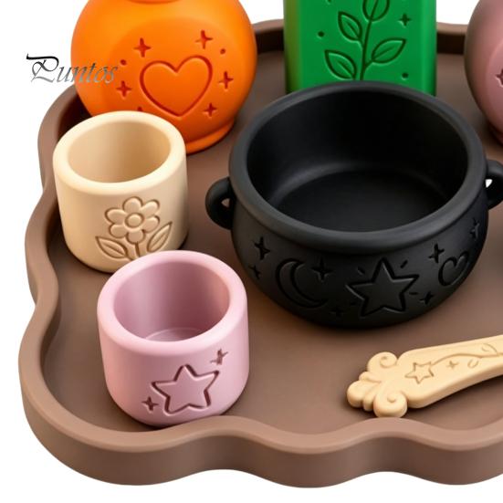 Interactive Sensory Exploration Gear Magic Potion Play Set, 3D Printed Making Pretend Kit Creative Imaginative Props with Bottles, Bowl, Spoon,