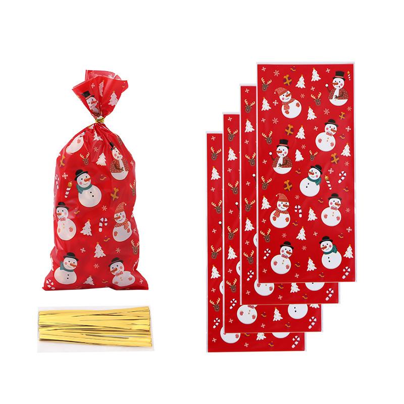 WTEMPO Christmas Festival Series Printed OPP Gift Bags Santa Claus Pattern Bundle Bags Holiday Mini Souvenir Storage Bags