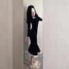 2026 High-End Autumn Mermaid Skirt with Ruffles Slim-Fit Retro Drape Dress for Women