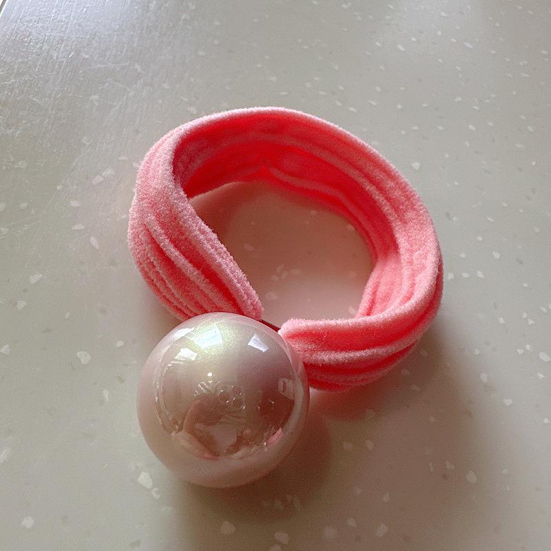 

Розовая резинка для волос с помпоном и искусственным жемчугом - Высокоэластичная резинка-петля из махровой ткани розовый