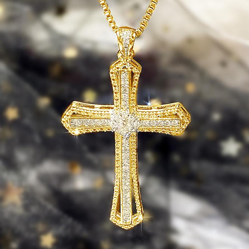 CAOSHI Two Color Available Hip Hop Style Pendant Necklace for Men Exquisite Cross Design Versatile Accessories Party Zircon 45cm
