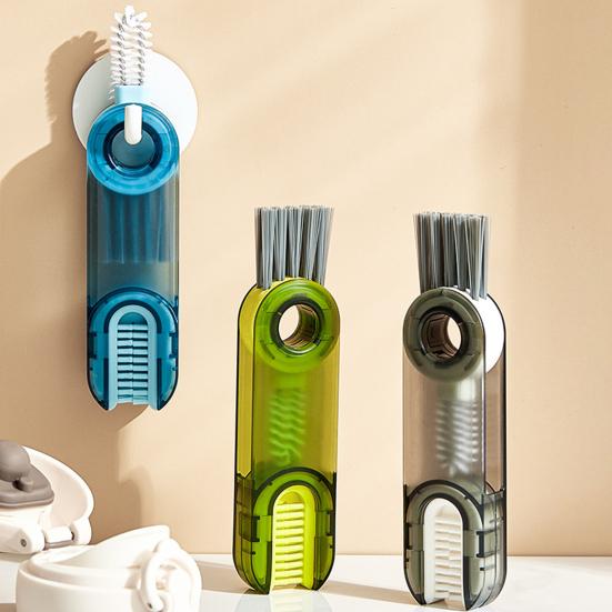 Cup Brush Soft Food-Grade Bristles Extended Non-Slip Handle 3 in 1 Cleaning Brush Cups Glasses Baby Bottles Cleaning Tool