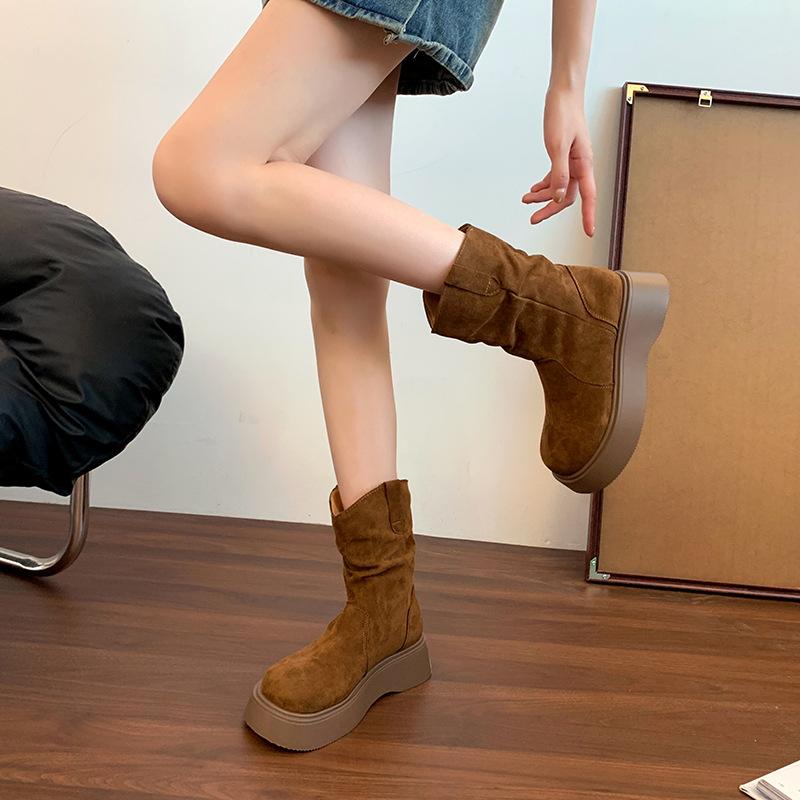 Slim Women's Fashion Not Tired Feet Thick Bottom Heightening Soft Elastic Comfort Shock Absorption Non-slip Casual Sports Boots