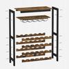 Shelf Rack for Wine and Glasses. Wooden Loft Wine Cabinet.