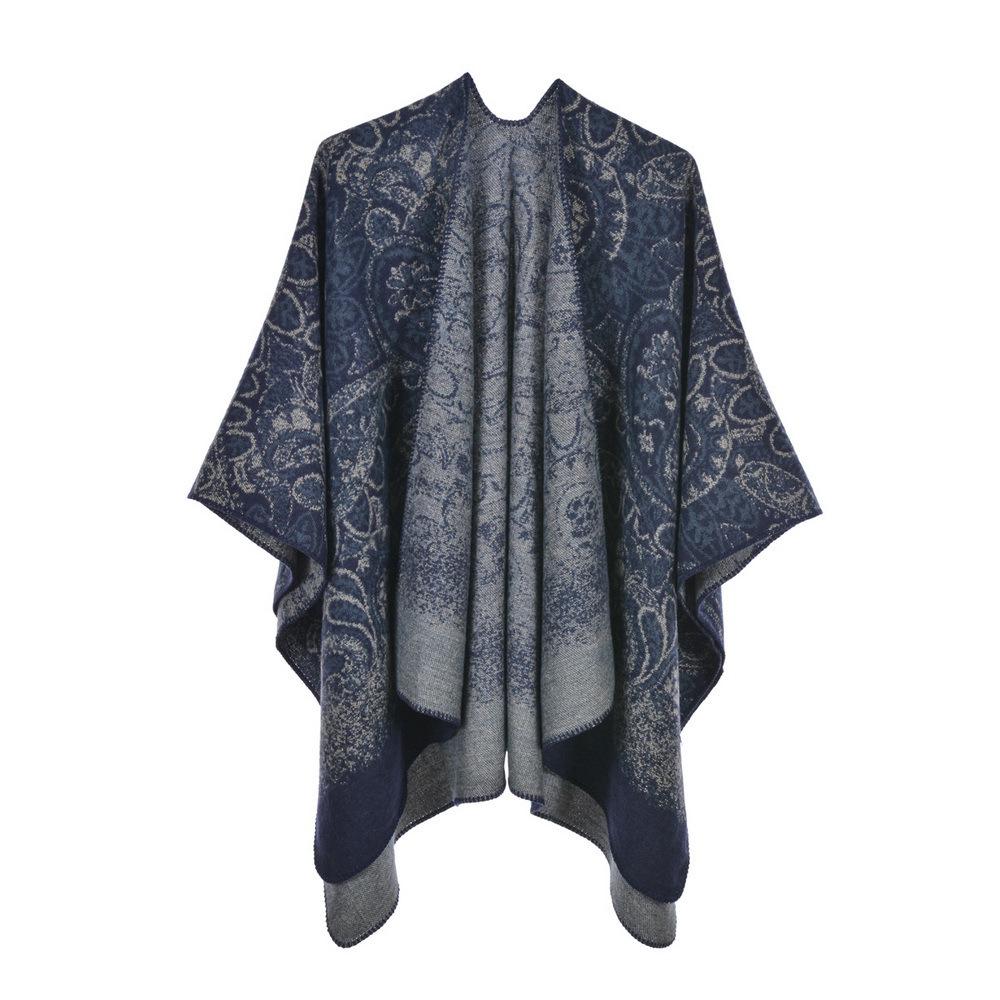 Autumn/Winter Double-Sided Slit Shawl - Leopard Print & Polka Dot Warm Cloak for Women