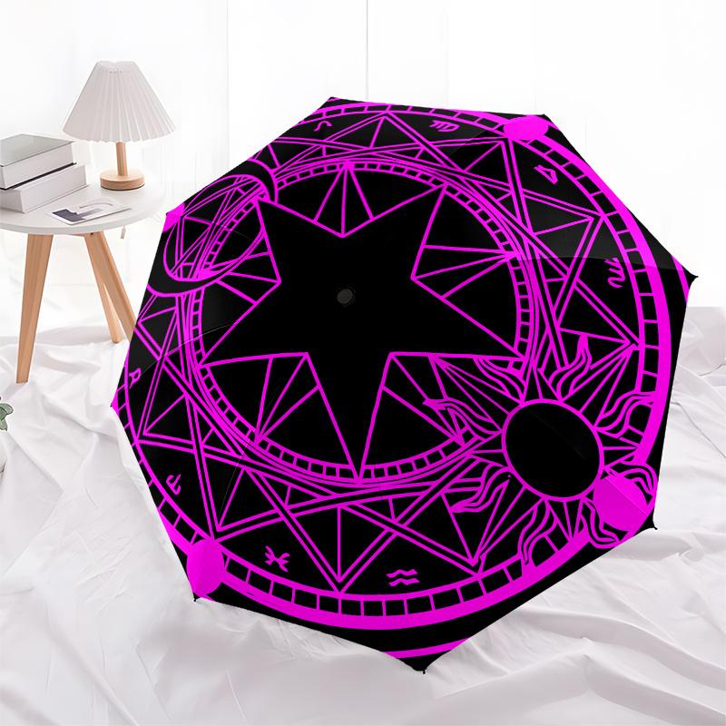 "Enchanted Star Mandala: Mystical Symbolic Artwork for Decor"Umbrella, Portable 3-Fold Compact Umbrella for Men & Women ES49