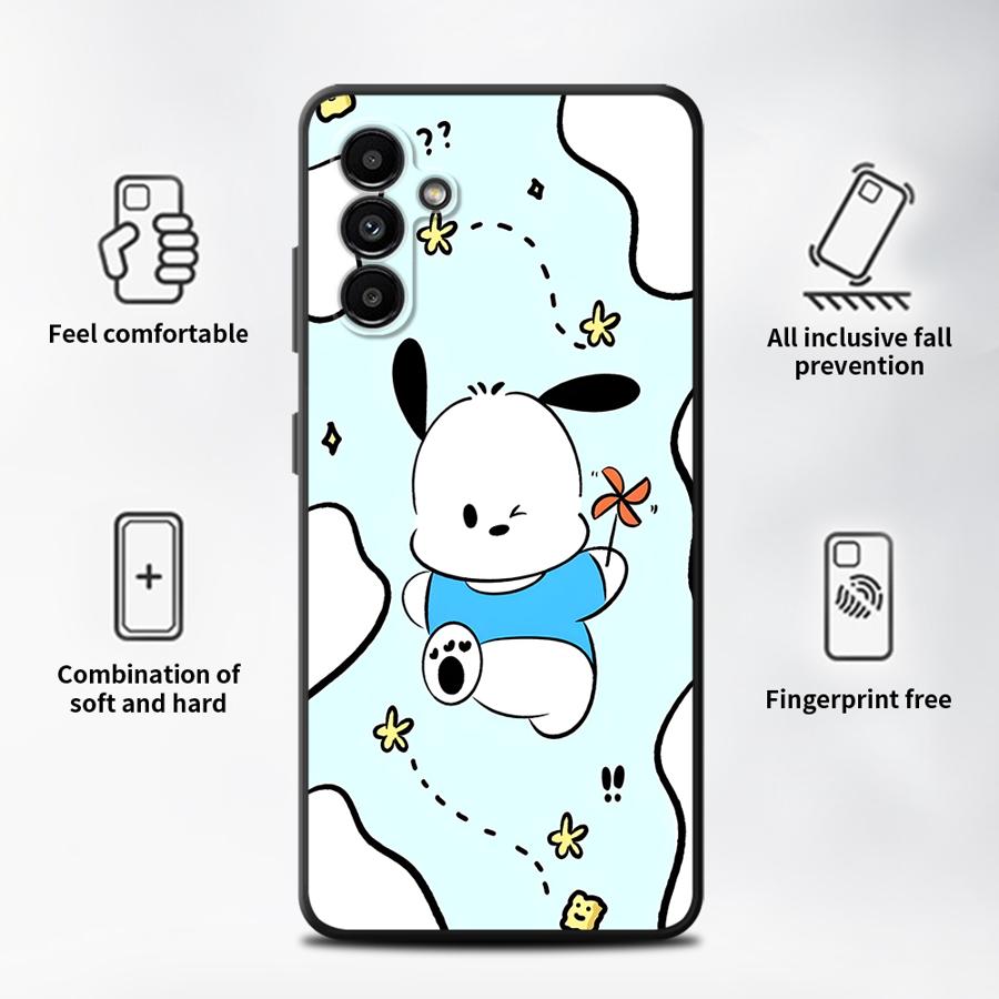 Sanrio Hello Kitty And Cinnamon Roll Case for Samsung Galaxy A05 A04 A30 A15 A03 A50 A40 A16 A70 A06 A10 A12 A20 A13 Black Soft