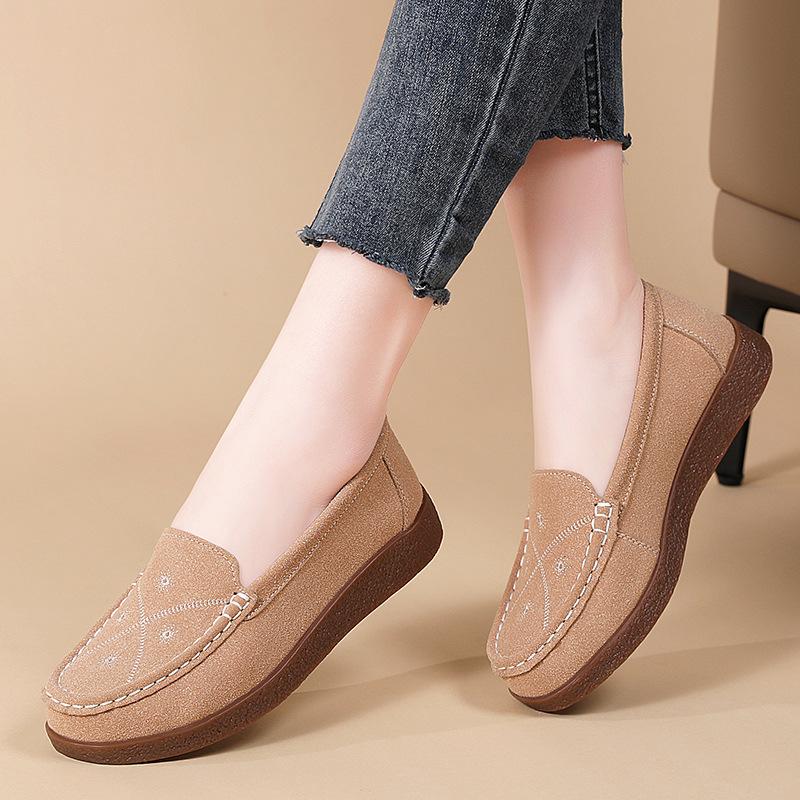 Summer Round Toe Soft Bottom Carved Retro British Style Flat Shoes Women's Casual Loafers