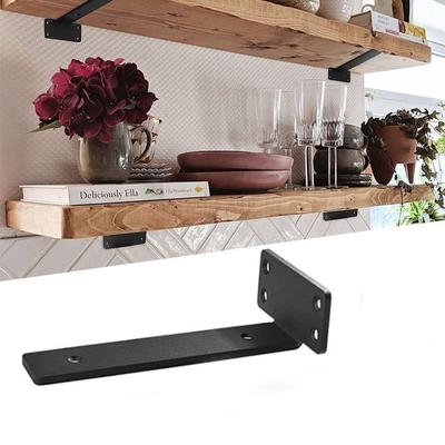 Black Coated Floating Shelf Brackets Metal Shelve L Brackets Accessories Wall Shelf Support
