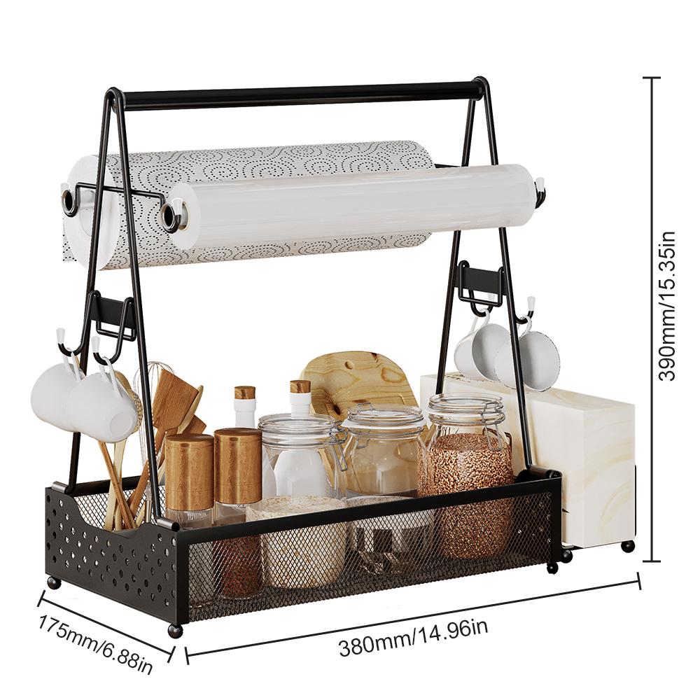 Portable Grill Caddy BBQ Caddy for Outdoor Grill Versatile Kitchen Organizer Rack with Paper Towel