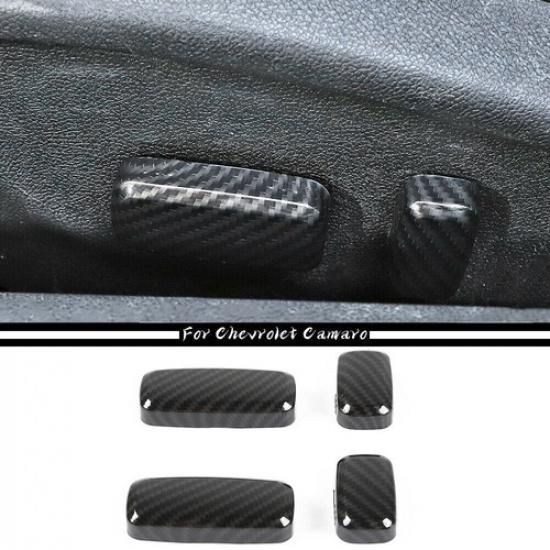 Carbon Fiber Seat Adjust Handle Button Trim Cover For Chevrolet Camaro 2010-2015