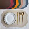 4 Piece Retro Irregular Tableware Pad PU Leather Place Mat Elegant Table Mat  Wedding