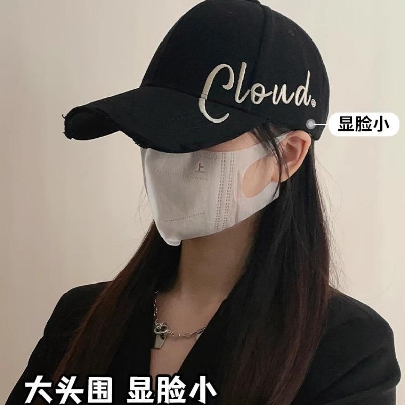 Spring and Autumn Baseball Cap Hard Top Cap Women's Large Deepened Letters Big Head Circumference Hat Men's Tide Autumn and Winter