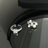 Square Full Of Diamonds Zircon Simple And Fashionable French Niche Design Sense Light Luxury High Sense Open Ring Women