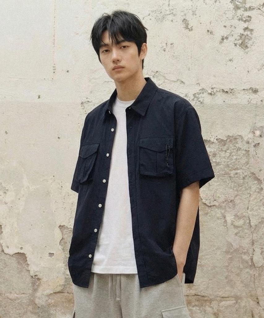 AGOD Utility Pocket Nylon Shirt [Navy]