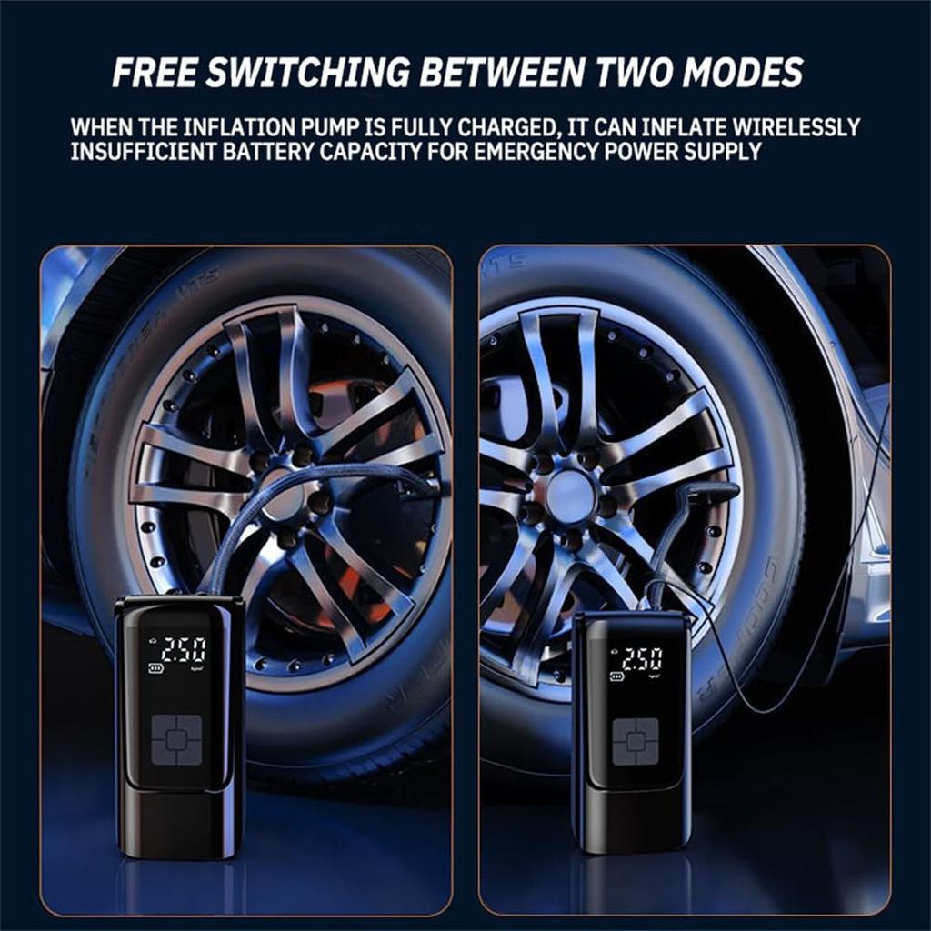 Portable For Car Tires With Digital Pressure Gauge, Cordless Portable Tire Inflator Compressor Electric Rechargeable Tire With Emergency