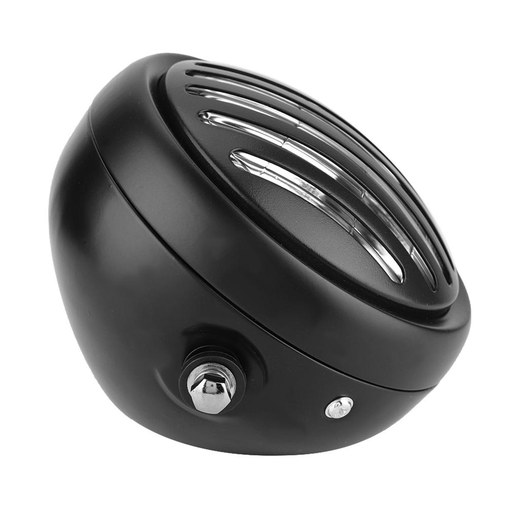   Motorcycle Retro Black   Grill Cover Hdlamp Front Hdlight Yellow Lens