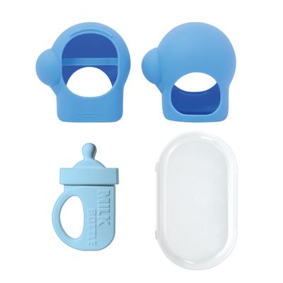 Heart Pain Teether 2-piece Set, Blue Purple, Blue, 1 Set, Two-hand Glove Teether + Baby Bottle Teether, Korean Baby Products