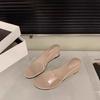 Fashion PVC Transparent Mid-high Heels Wedge Slippers New Summer Solid Shallow Women's Sandals Fashionable and Comfortable Women's Shoes