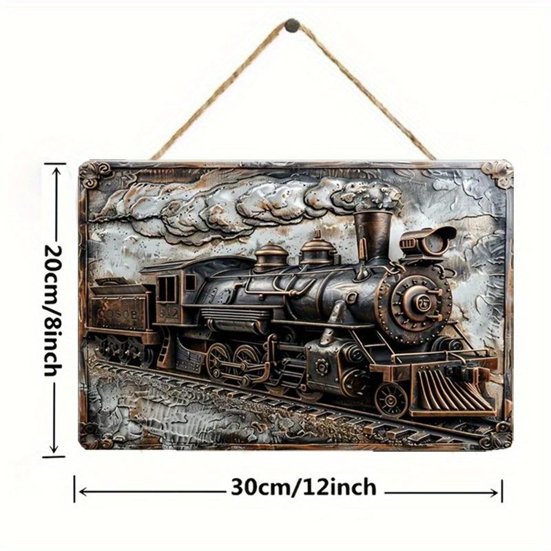 2D platt träskylt 30*20cm Vintage ånglok träskylt väggplatta, Retro lokomotiv trädekorativ skylt, Trädgård, hemmabar, café