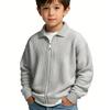 Children's Solid Color Coat With  Zipper Boys Jackets Casual Jackets