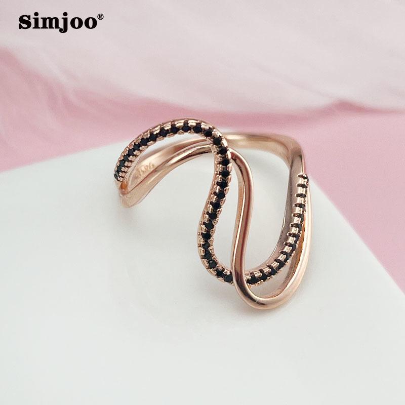 SIMJOO Stylish Zircon Ladies Personality Irregular Shaped Ring