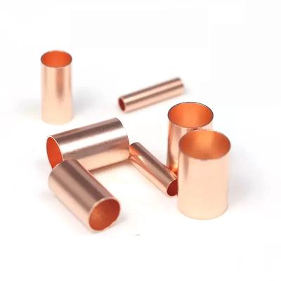 100Pcs Red Copper Connecting Pipe Wire Joint Small Tube Protection Sleeve Press Terminal Quick Connector GT-1.5/2.5/3/4/5/6/8mm
