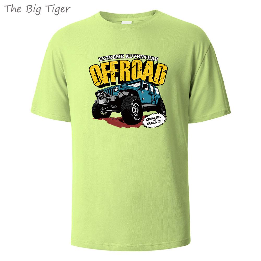 Offroad Vehicle Printing Comfortable Cotton Tshirt Men Simple Crew Neck Design Soft Breathable Short Sleeve Basic Mens Tshirt