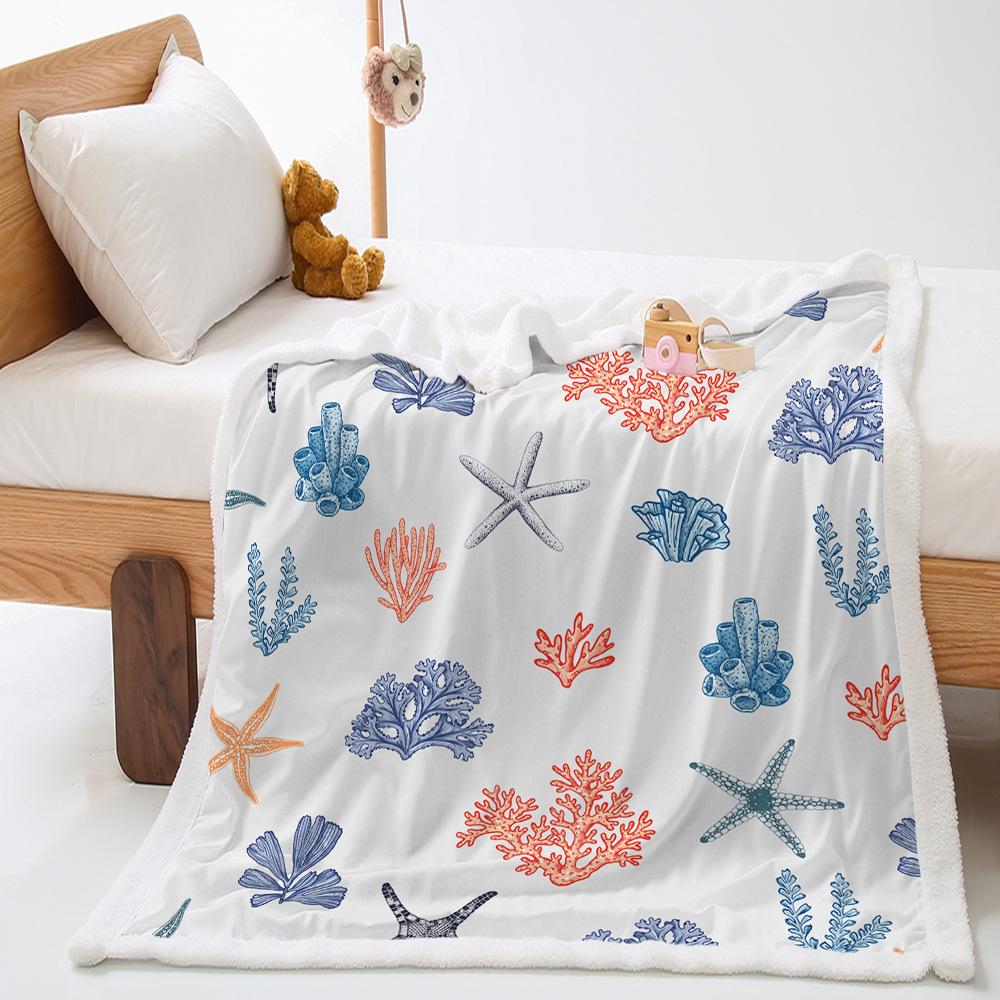 Blanket 2D Digital Printed Lamb Fleece Crystal Fleece Ocean Turtle Blanket Blanket