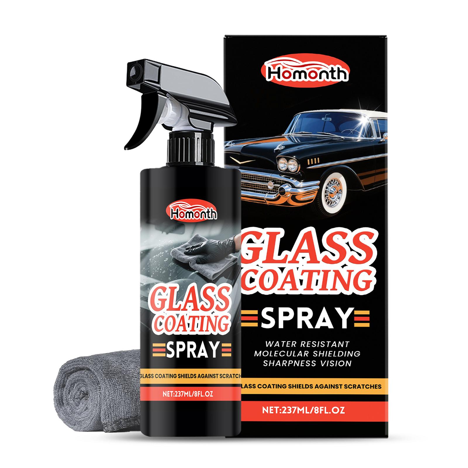 237ml Glass Coating Spray,Water-Repellent Polish Automotive Glass Cleaner Hydrophobic Coating Sprays With Towel For Car