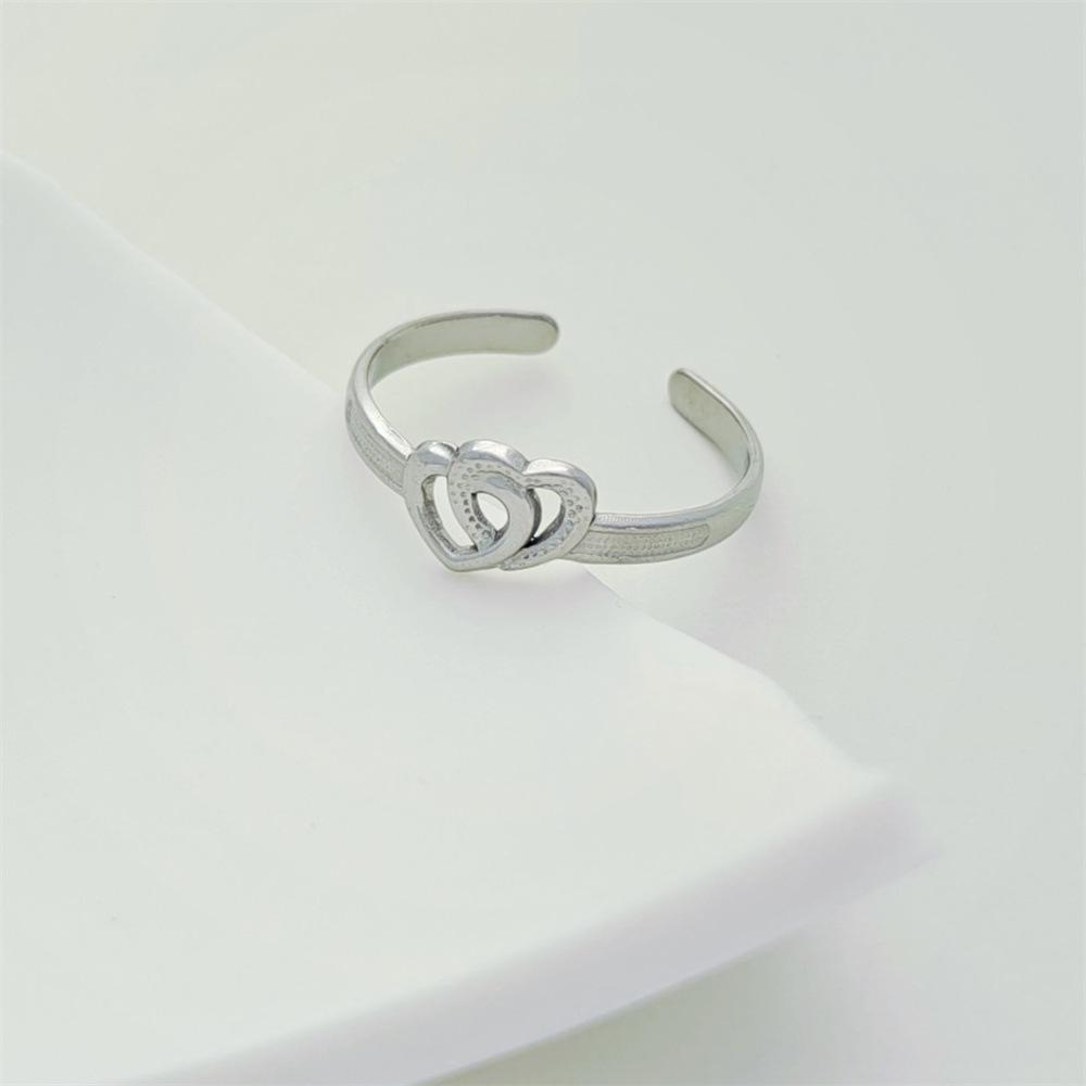 

Персонализированное кольцо-сердце из 18-каратного золота, Модное женское универсальное кольцо из нержавеющей стали Adjustable Open