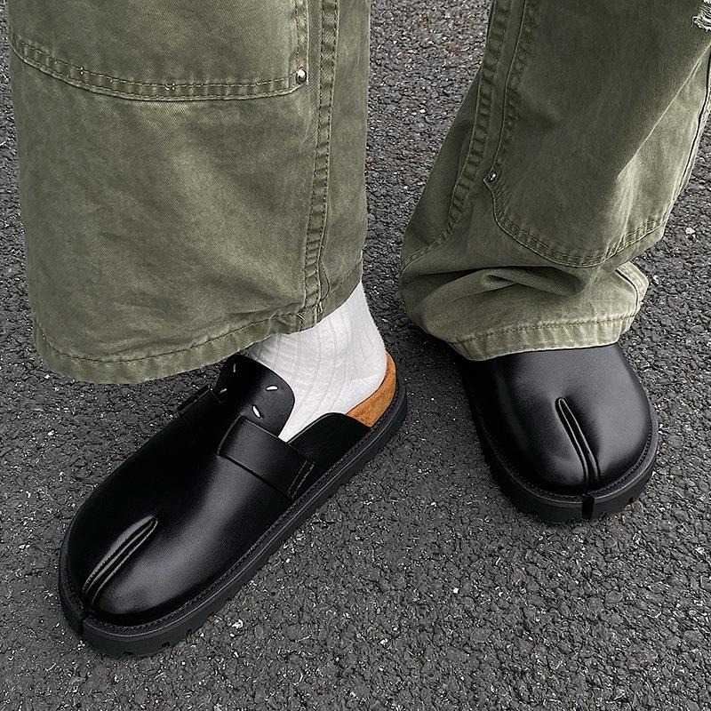 Neues Herrenprodukt Tabi Hausschuhe Korkleder Personalisierbares Zehenteil-Design Strandschuhe Schwarz Birken Slip-in Outdoor Müller Schuhe