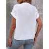 Summer Short Sleeve Office Loose Women Shirts Solid Color Jacquard V-Neck Buttons Fashion Woman's Blouse Elegant Casual Simple Tops Basic Clothing