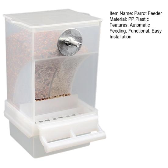 Parrot Feeder Automatic Birdcage Parrot Feeder Large Capacity Birdseed Dispenser Cage Food Container for Small And Medium Parrots