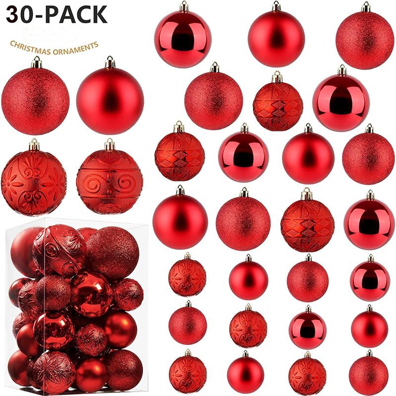 30Pcs Christmas Ball Decoration Acrylic Plastic Christmas Tree Ornaments Hanging Balls for Home Party Holiday 2026 Navidad Decor