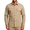 Men's Vintage Loose Fit Casual Work Shirt Long Sleeve Button Down Outdoor Utility Shirt with Multiple Pockets and Durable Fabric