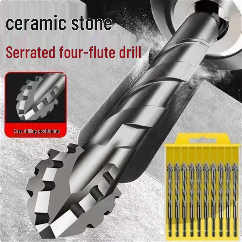 Enhanced Tungsten Ceramic Sawtooth Drill Bit for Tile, Glass, Marble, Concrete, and Stainless Steel