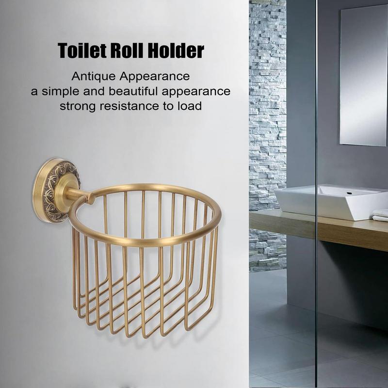 Antique Brass Toilet Paper Holder Wall Mount Toilet Paper Roll Holder Decorative Rustic Bathroom Accessory for Apartment Dorm