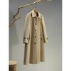Womens Mid-Length Water-Resistant Wrinkled Trench Coat Cotton Blend Long Sleeve Single-Breasted Office Chic