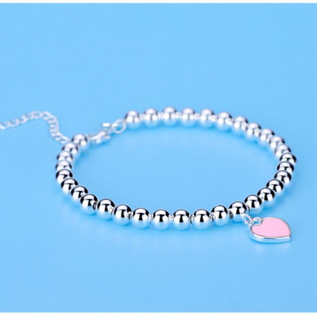 925 Sterling Silver Beads Chain Heart Pendant Bracelets for Women Street All-match Fashion Designer Jewelry Party Wedding Gifts