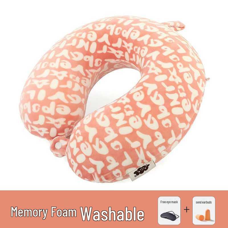 Cute U-Shaped Neck Support Pillow for Travel & Nap - Cartoon Design