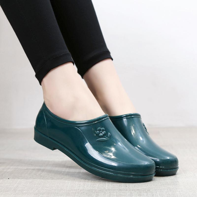 Women's Yuanbao Short Rain Boots: Non-Slip, Wear-Resistant, Warm Water Shoes for Kitchen, Spring & Autumn Wear