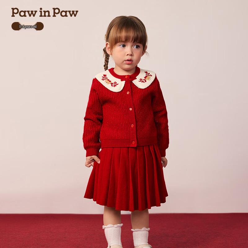 PawinPaw Neujahr Cartoon Bär Baby Mädchen Strickrock Set