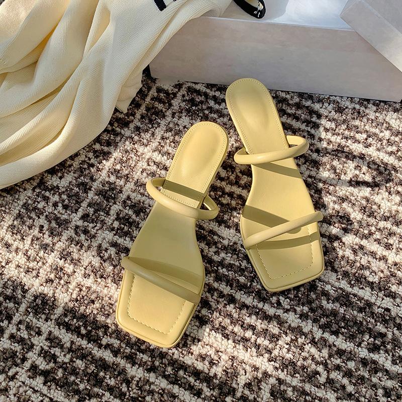 Fashion Fairy, Middle Heel with Slippers, Summer Wear, New Stiletto, Square Head Cat and Open-toed Sandals, Women's Shoes