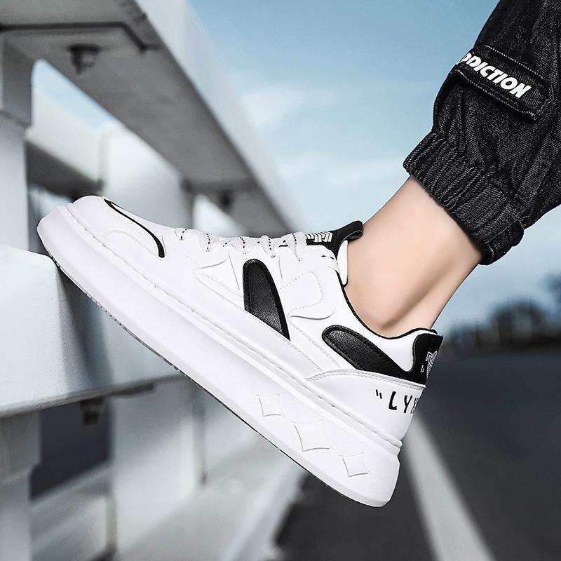 Men's thick soled height increasing white shoes four season new casual shoes soft sole walking shoes student sports board shoes