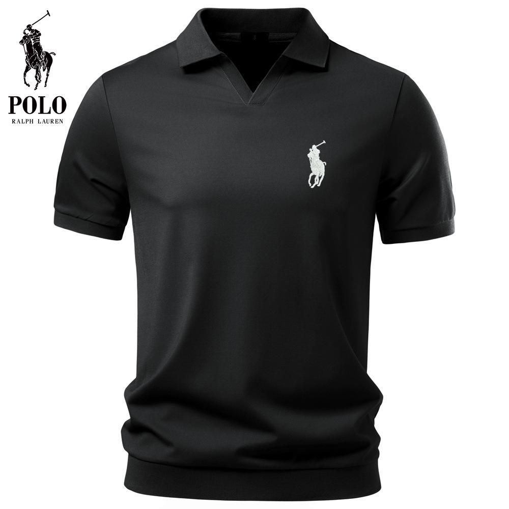 Ralph Lauren 2026 Lente/Zomer Nieuw Borduur Tencel POLO Shirt, Zijdezacht en Soepelvallend, Zakelijke Stijl, Meeuwenkraag, Heren POLO Shirt L