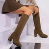 Boty nadměrných velikostí pro ženy Podzim Zima Dámské boty na vysokém podpatku Elastické kozačky nad koleno do výšky kolen Vhodné pro ženy Módní boty